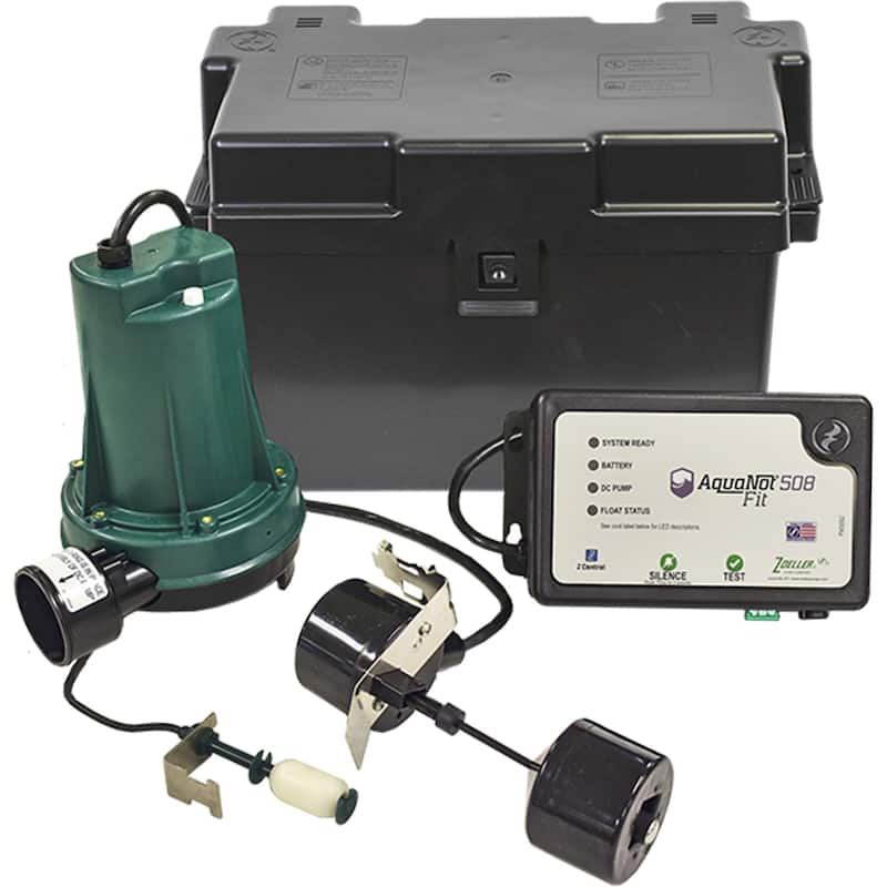 Zoeller 508-0014 AquaNot12V Backup Submersible Sump Pump System with - Natural