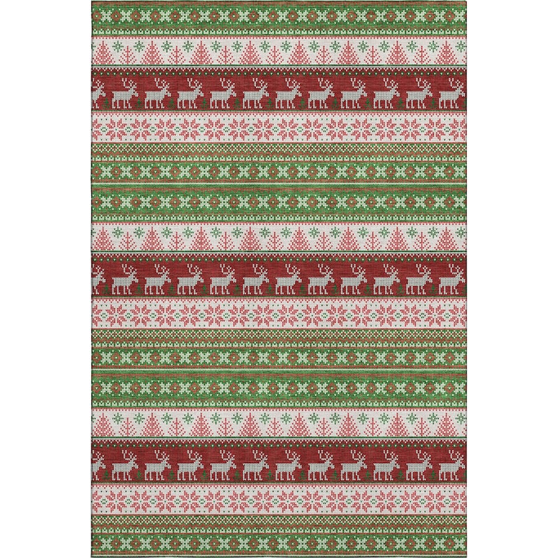 Premium Washable Super Soft Chritmas Stripes Mayfield Rug