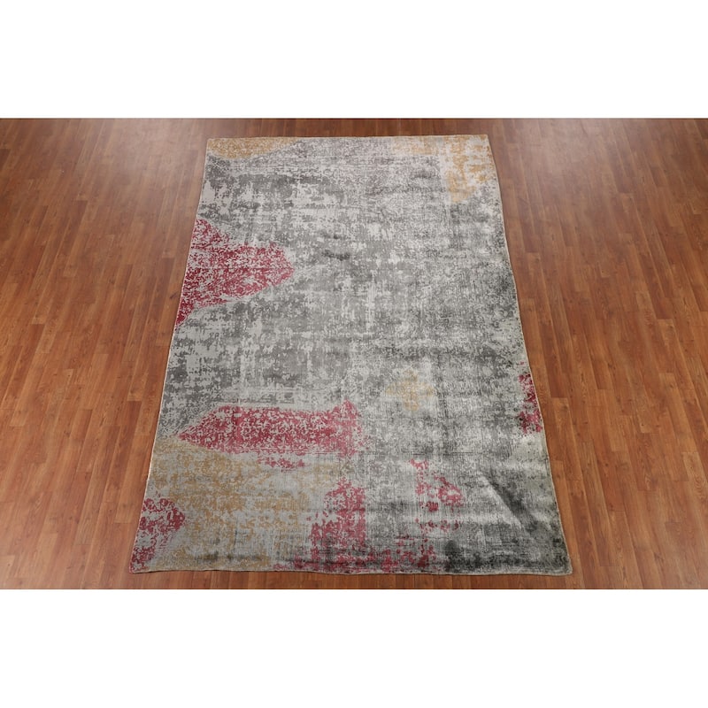 Abstract Area Rug Hand-Knotted Wool Carpet - 6'6" X 9'9"