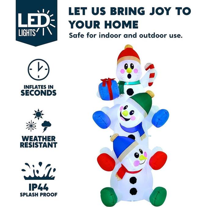 Joyfy 6-ft Christmas Stacked Snowman Inflatable - Multicolor