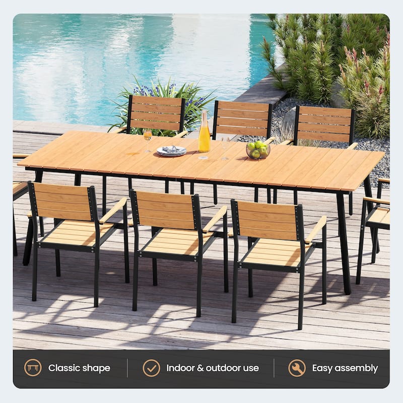 9-Piece Aluminum Outdoor Patio Dining Set with Umbrella Hole and Stackable Chairs