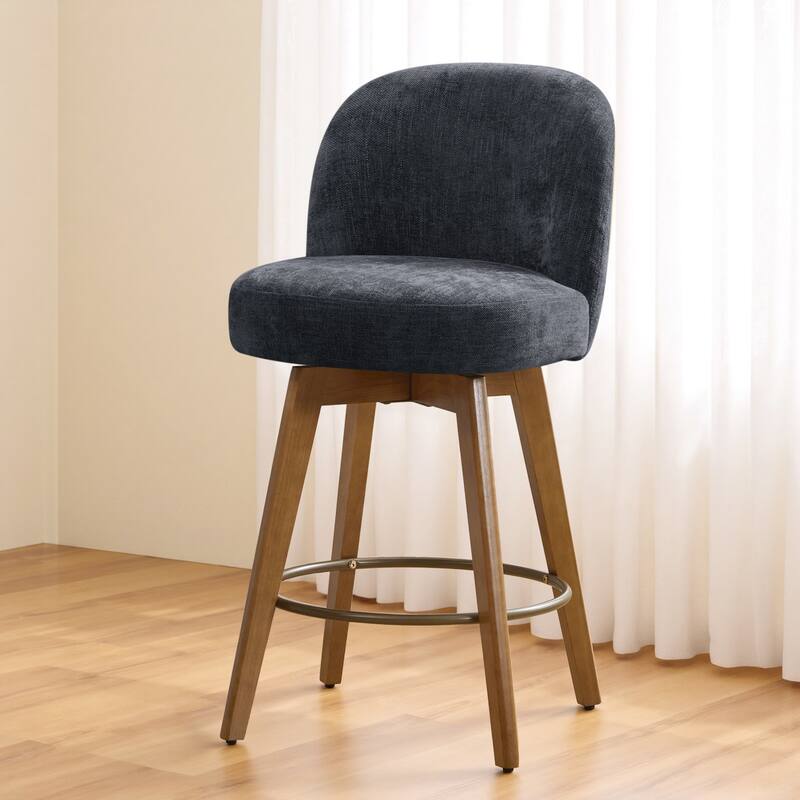 Fabric Upholstered Counter Height Swivel Bar Stools - 37.8"H x 19.7"W x 23.2"D