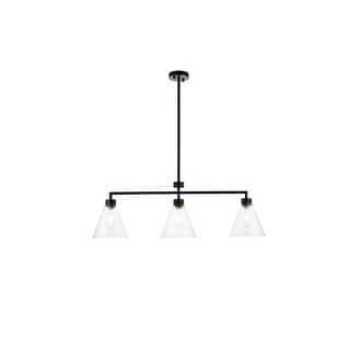 3-Light Black Pendant Light - Adjustable Height, Farmhouse Design, Kitchen Island Lighting - 11.9