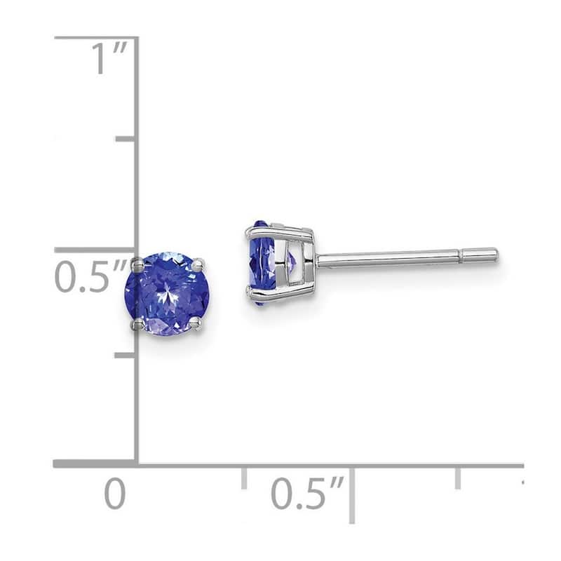 Curata 925 Sterling Silver Polished Round 5mm Tanzanite Stud Post Earrings