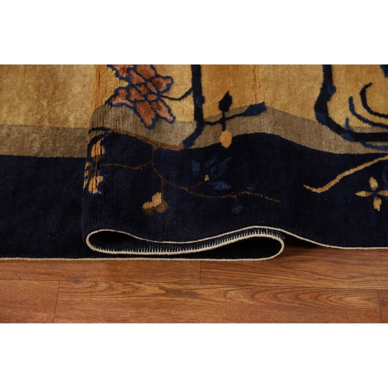 Vegetable Dye Art Deco Chinese Vintage Rug Hand-Knotted Wool Carpet - 6'0"x 11'8"