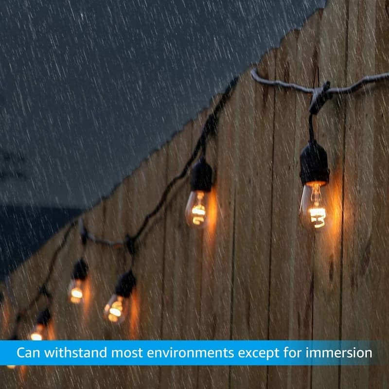 50ft Weatherproof String Lights, Bulbs Included, 15/24 Sockets