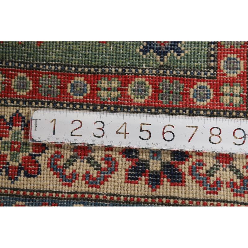 Light Green Kazak Foyer Rug Hand-Knotted Wool Carpet - 2'8"x 3'11"