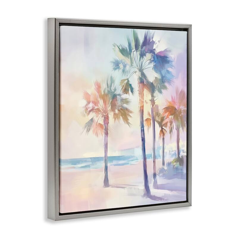 Stupell Pastel Warm Palm Trees Framed Floater Canvas Wall Art Design By Arlington Prints