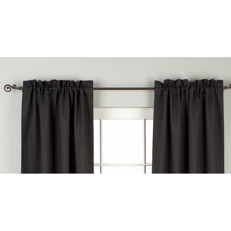 Black Rod Pocket Matka Raw Silk Curtain / Drape / Panel - Piece
