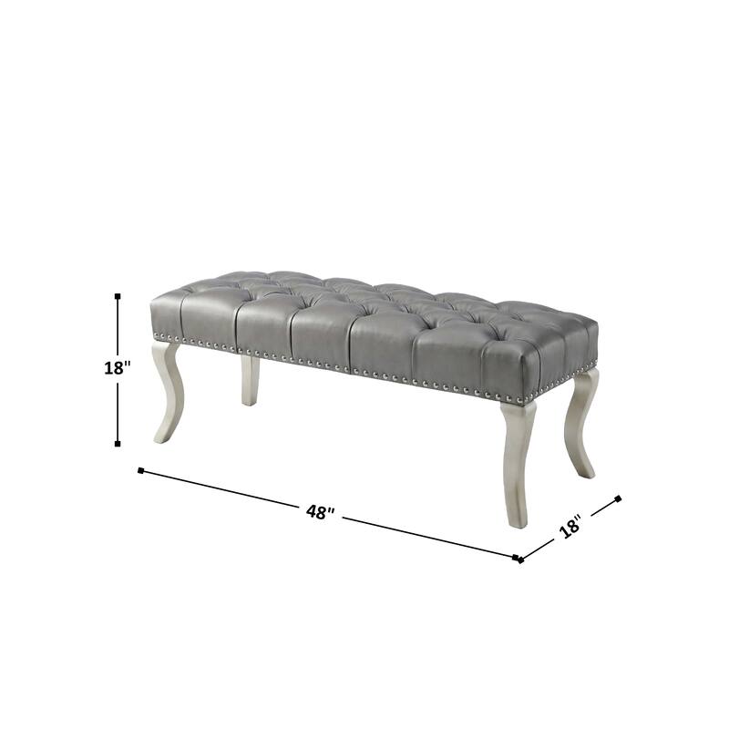 Roundhill Furniture Decor Maxem Tufted Upholstered Seat with Nailhead Trim Bench