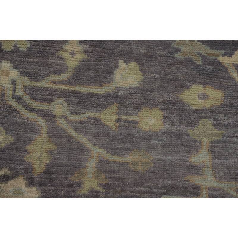 Vegetable Dye Wool Oushak Turkish Area Rug, Floral Geometric Carpet - 11' 9'' X 9' 3''