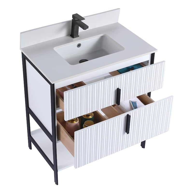 Fine Fixtures Serenity Modern Bathroom Vanity with White Stone Top