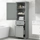 preview thumbnail 2 of 23, Freestanding Tall Bathroom Storage Cabinet, with 2 Different Size Drawers and Adjustable Shelf, Painted Finish Grey