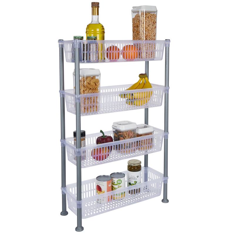 Kitchen Details 4 Tier Slim Basket Shelf in Clear - 19.7"x 7.9"x 31.7"