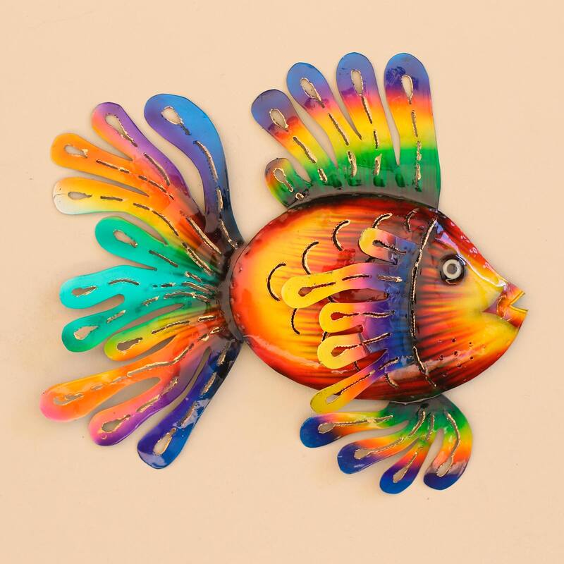 Novica Handmade Flamboyant Fish Metal Wall Sculpture