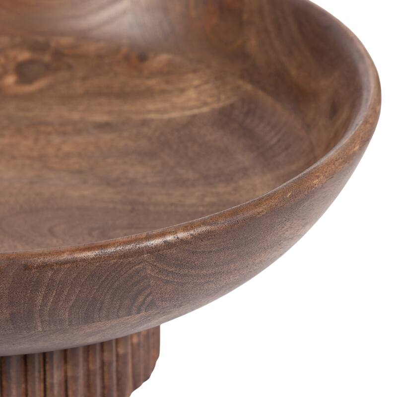 Kate and Laurel Rooks Ribbed Wood Bowl - 12x12x5