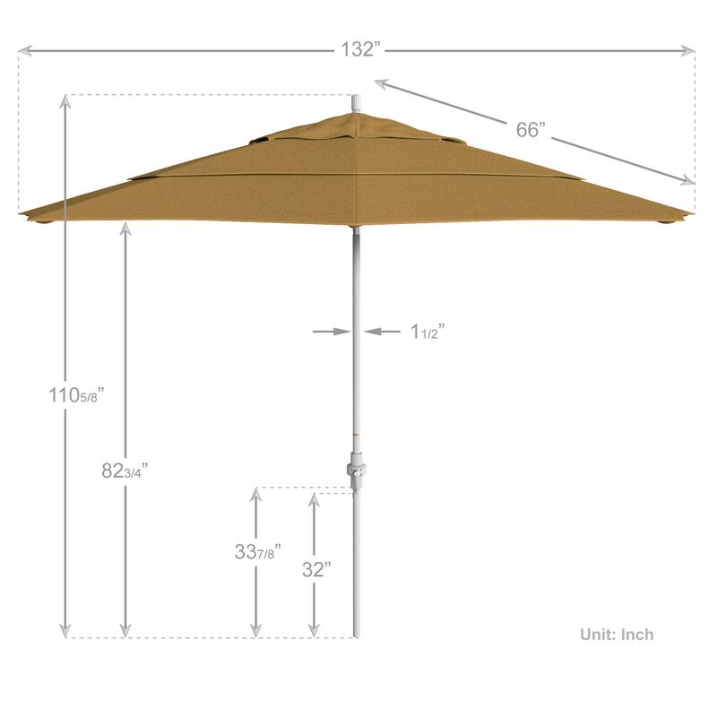 California Umbrella 11' Rd. Alum/Fiberglass Rib Patio Umb,Crank Lift/Collar Tilt, Dbl Wind Vent, White Finish, Sunbrella Fabric