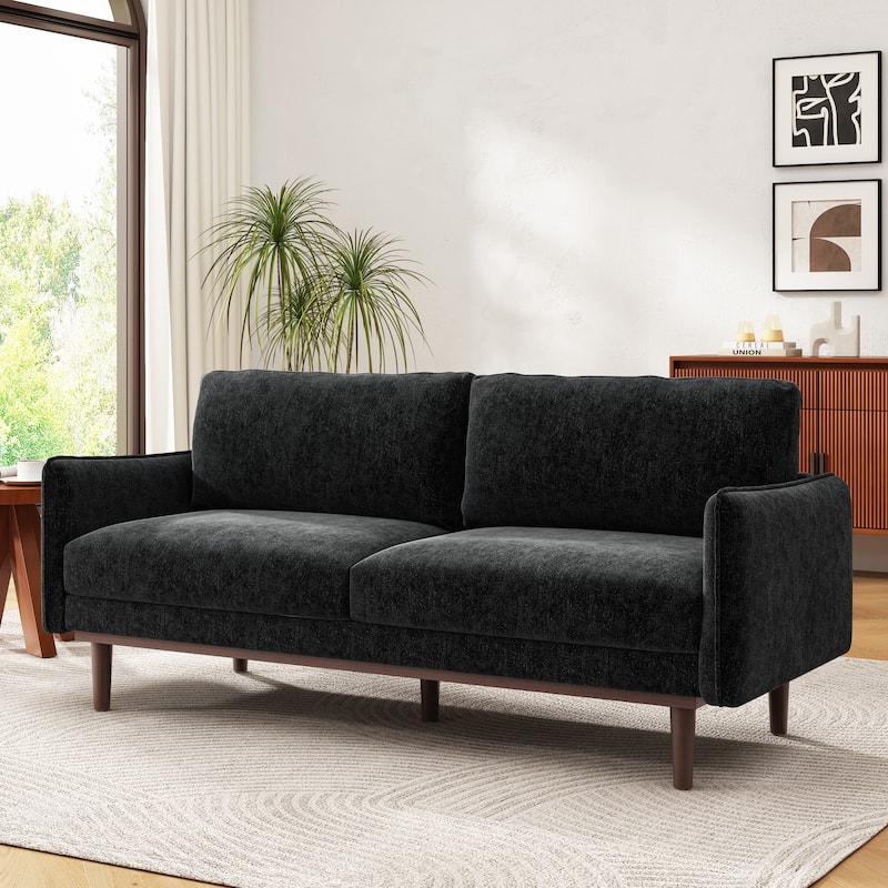 Christopher Knight Home - Lovina Modern Upholstered Loveseat Sofa with Spacious Seating and High-Density Cushioning. - Black.
