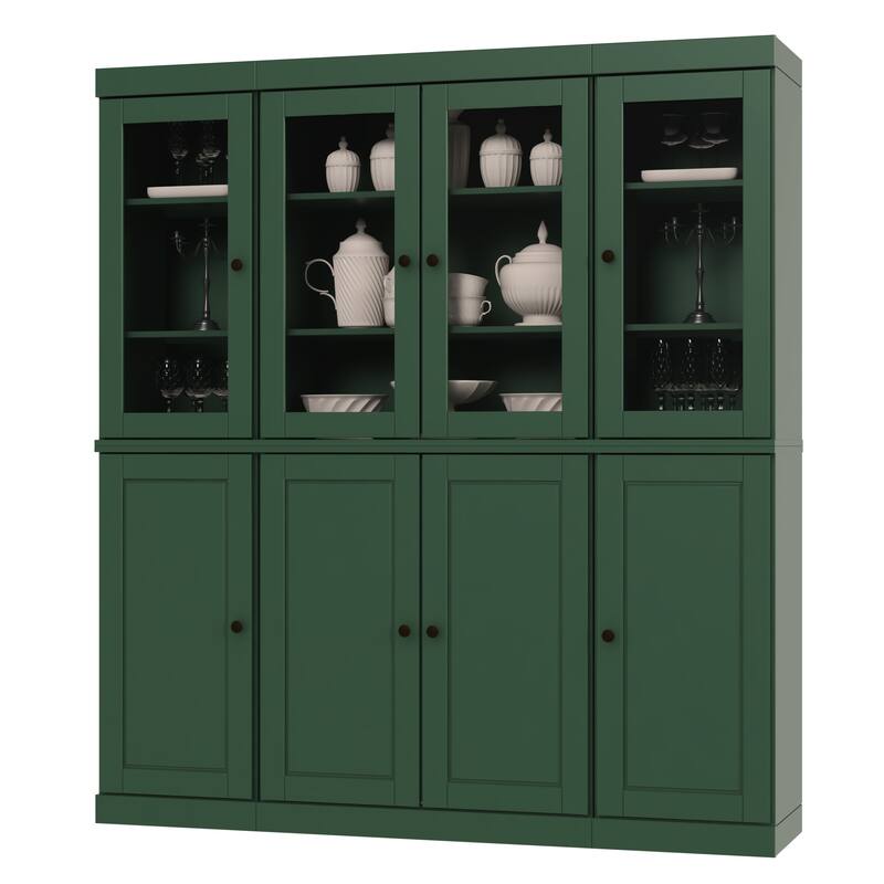 Palace Imports 100% Solid Wood Pantry China Cabinet, Raised Panel & Clear Glass Doors, 2 Drawers, 65" Wide, 71.5" Tall