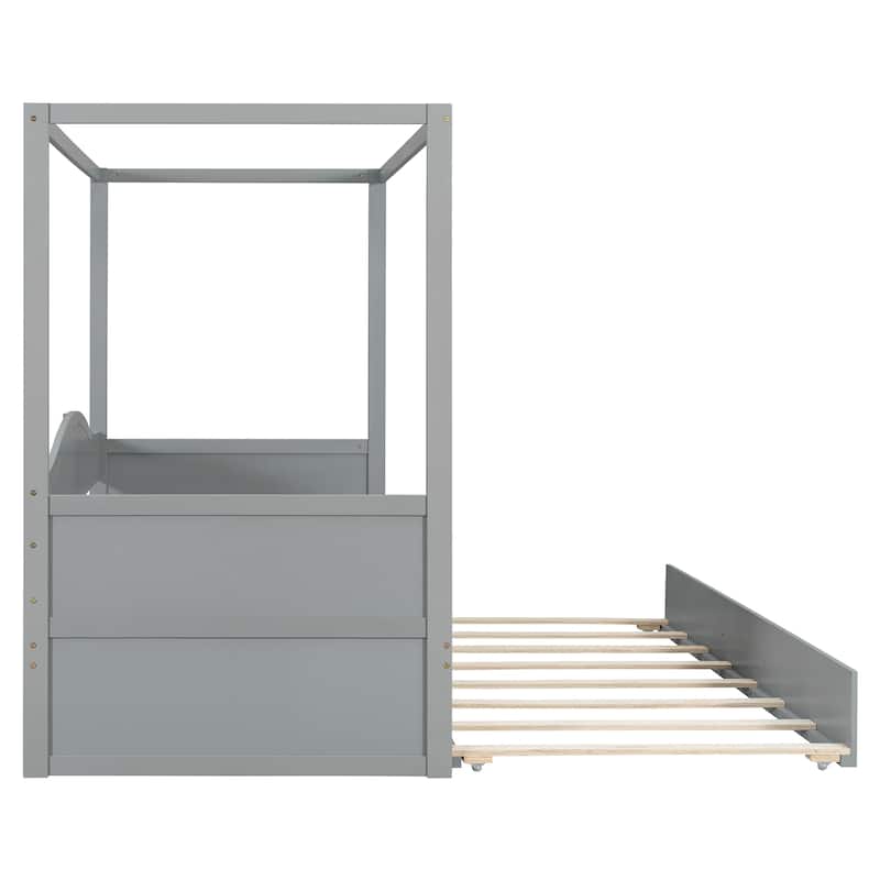 Twin Canopy Daybed with Trundle Bed, Space-Saving Design