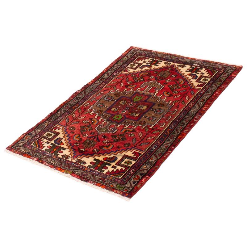 ECARPETGALLERY Hand-knotted Andelz Red Wool Rug - 3'3 x 4'10