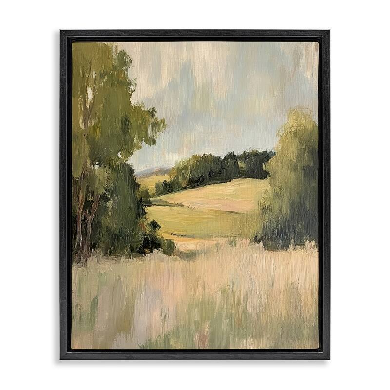 Stupell Painterly Green Valley View Framed Floater Canvas Wall Art Design By Petal Prints Design - 25 x 31 - Black