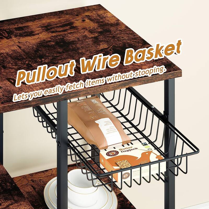 Futzca Kitchen Bakers Rack, Microwave Stand, Coffee Bar