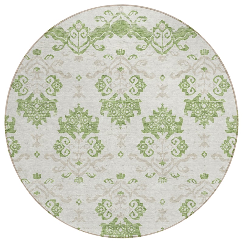 Machine Washable Indoor/ Outdoor Chantille Medallion Damask Rug
