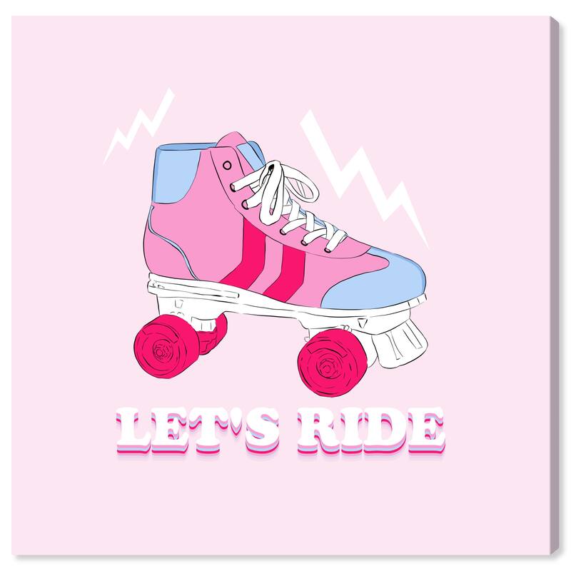 Wynwood Studio Prints Sports and Teams Let's Ride Rollerskate Pink and Pastel Pink Modern & Contemporary Wall Art Canvas Print