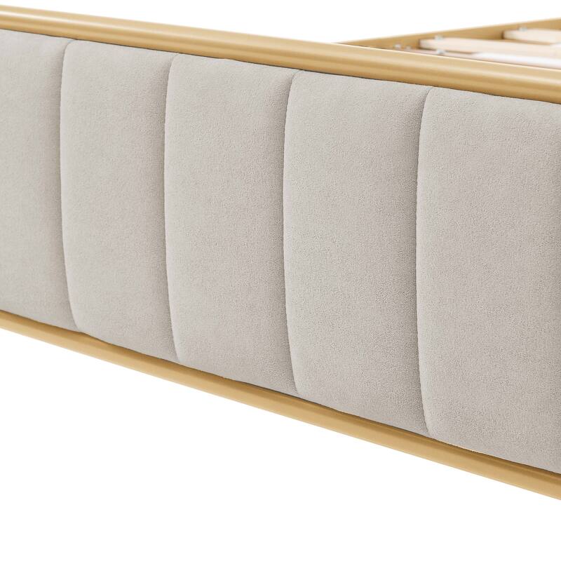 Queen Upholstered Bed Frame with Tufted Headboard