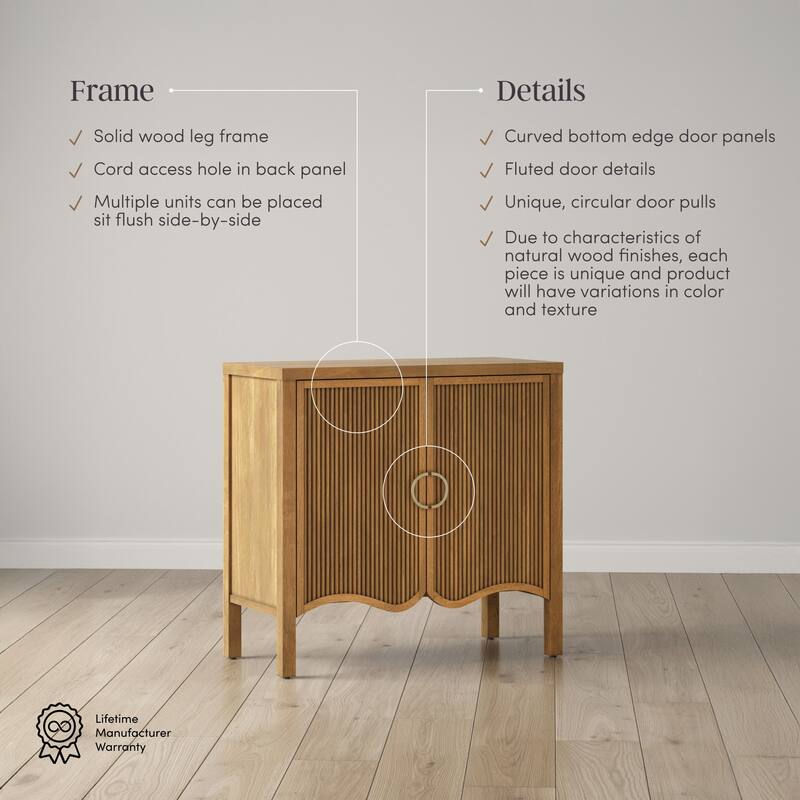 Scott Transitional Fluted Accent Cabinet or Storage Cabinet for Living Room or Entryway with Solid Wood Panel