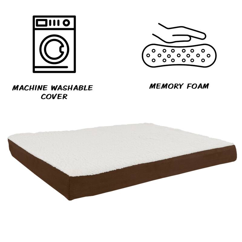 2-Layer Orthopedic Memory Foam Dog Bed with Machine Washable Sherpa Cover