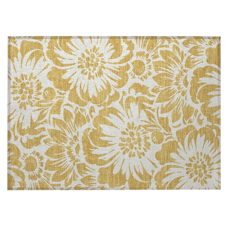Allune Lush Floral Weather Resistant Blended Style Outdoor Rug