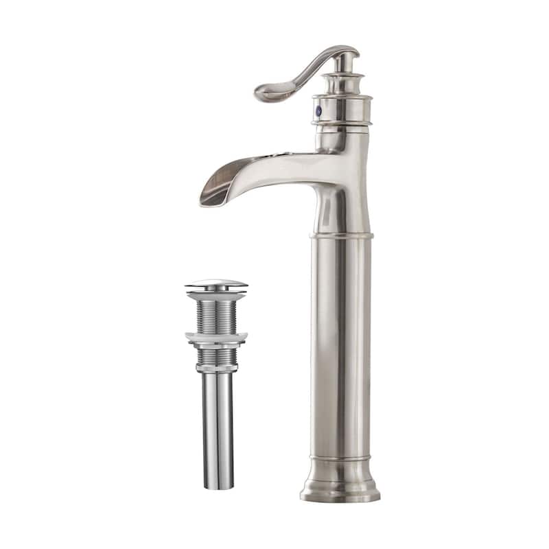 Nickel Waterfall Single Handle Bathroom Faucet with Drain Assembly