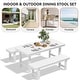 preview thumbnail 49 of 58, 3-Piece HDPE Outdoor Dining Set with Umbrella Hole Table and Two 2-Person Benches