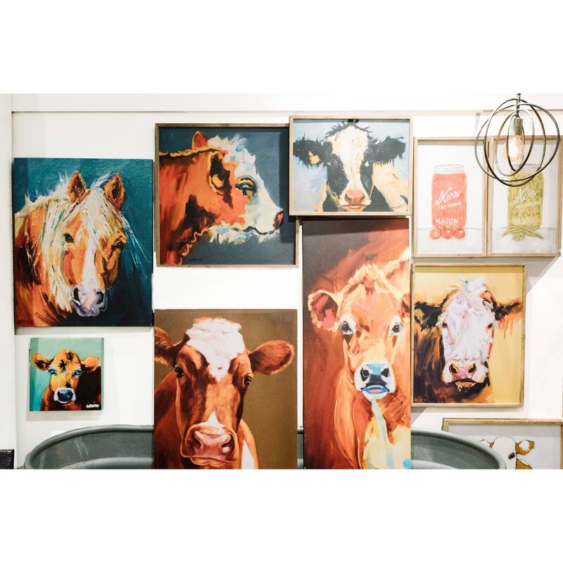 Canvas Wall Decor with Cow Image