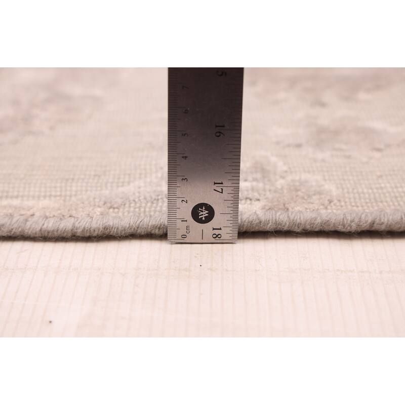 ECARPETGALLERY Hand Loomed Elysian Light Grey Viscose, Wool Rug - 9'11 x 13'5
