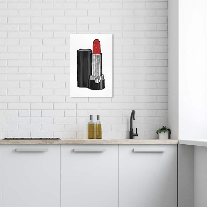 Wynwood Studio Canvas Fashion and Glam Fancy Lipstick I Black and Dark Red Glam Wall Art Canvas Print - 24 x 16