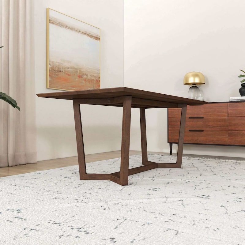 Solid Wood Dining Table In Brown