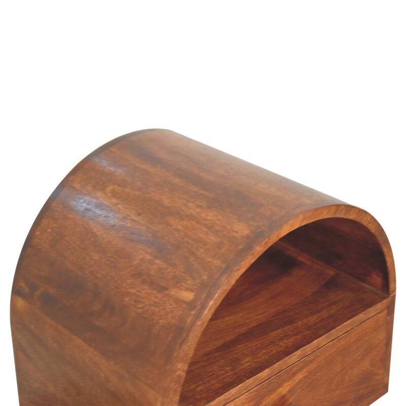 HomeRoots 24" Chestnut Solid Wood Oval Top One Drawer Nightstand