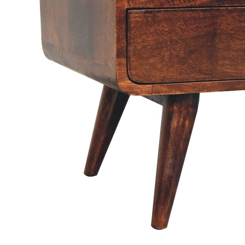 Artisan Furniture Solid Wood Curved California Walnut Media Unit, Brown with 2 drawers and 1 Shelf - n/a