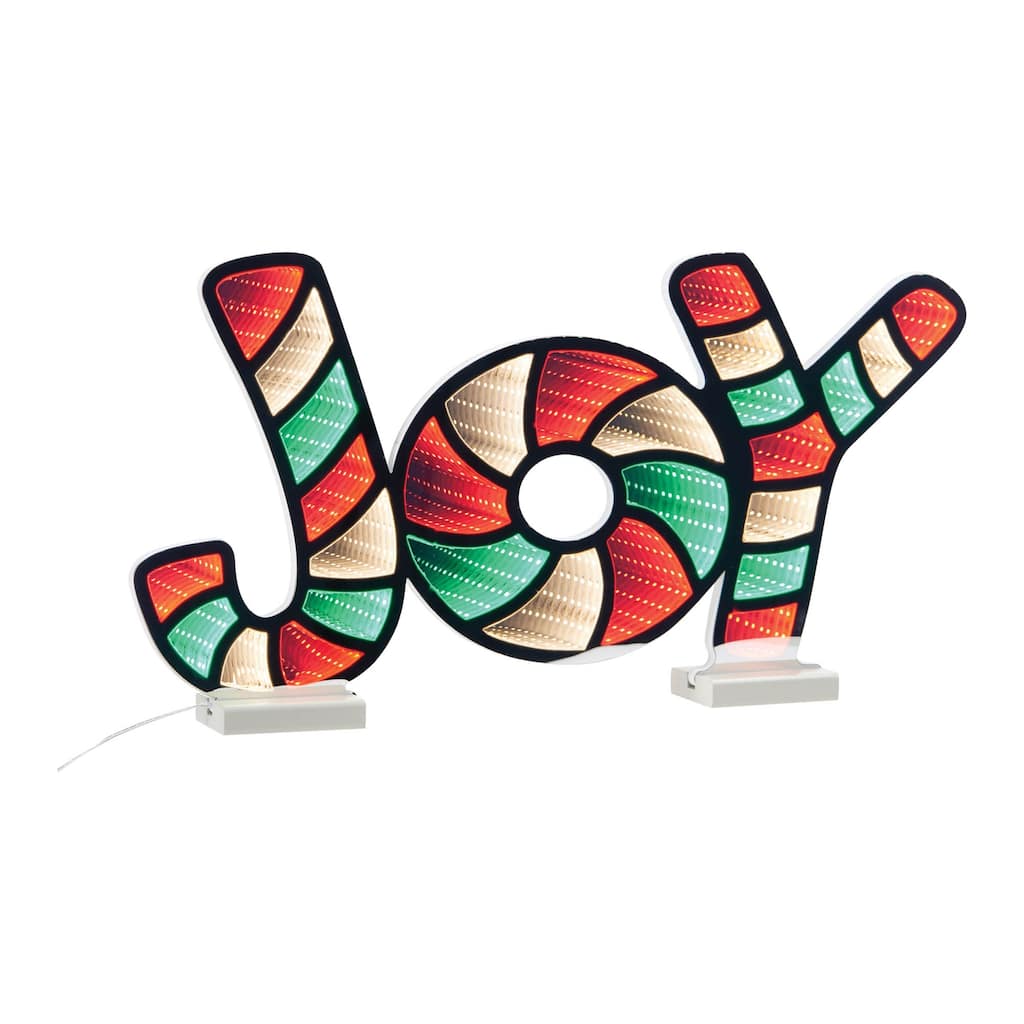 Acrylic Joy Holiday Sign with Infinity Lights 24 inches Festive Foam Decor - 24” x 3” x 13” (L x W x H)
