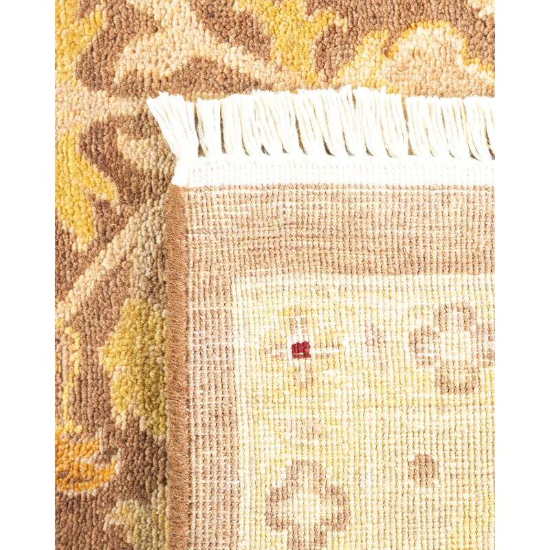 Overton Handknotted Wool Contemporary Floral Brown Area Rug - 6' x 9'