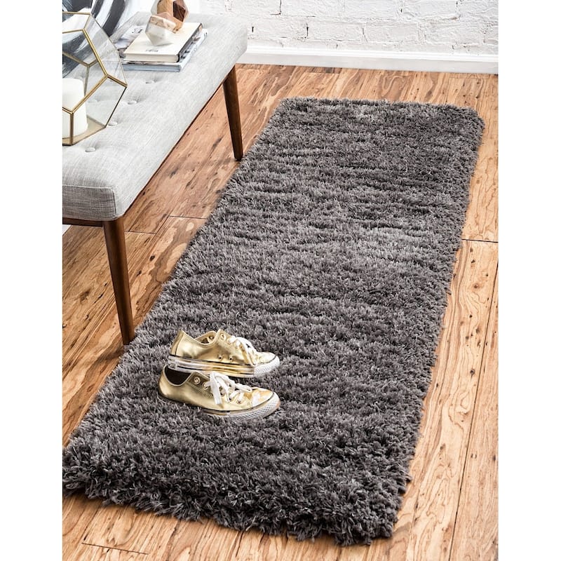Shag Pling Collection Area Rug - 2'7"x12' - Slate