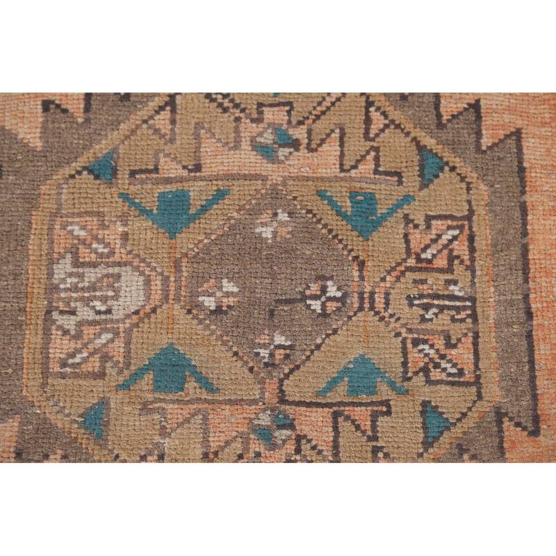 Ardebil Persian Vintage Runner Rug Handmade Wool Carpet - 3'0"x 10'0"