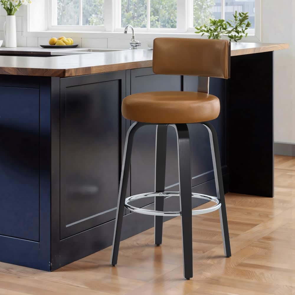 Upholstered Swivel Counter/ Bar Stools with T-Shaped Backrest