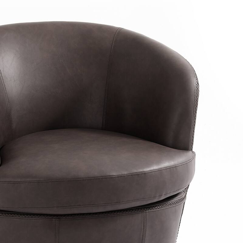Modern Upholstery Barrel Swivel Chair Faux Leather