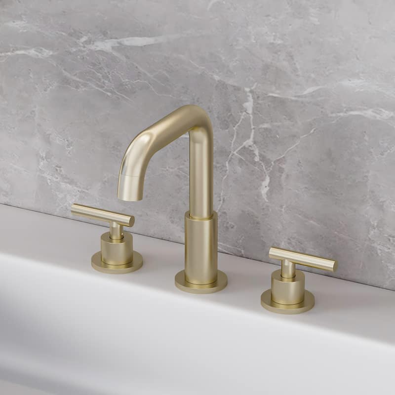 Modland 3-Hole Bathroom Faucet with 360-degree Swivel Spout, CUPC Certified & Leak-Proof, Luxury Brushed Gold