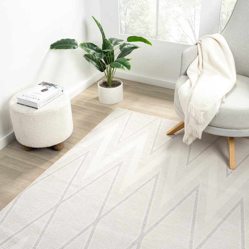 Abani Rugs Regal REG510A Beige Cream Grey Geometric Triangle Area Rug