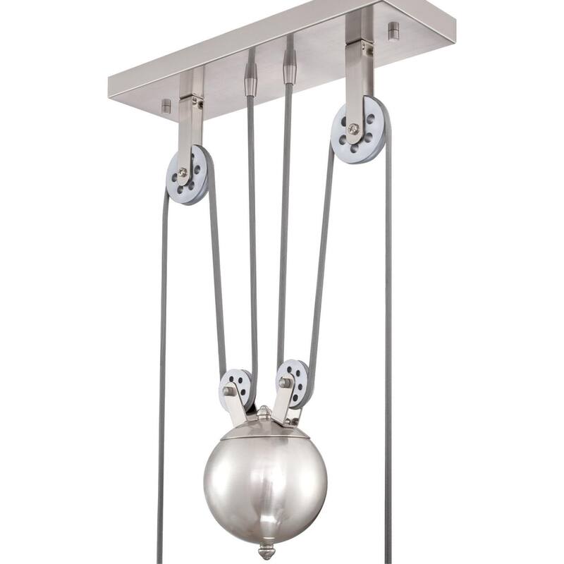 Westinghouse Lighting Iron Hill Three-Light Indoor Island Pulley Pendant, Brushed Nickel Finish - 3-Light
